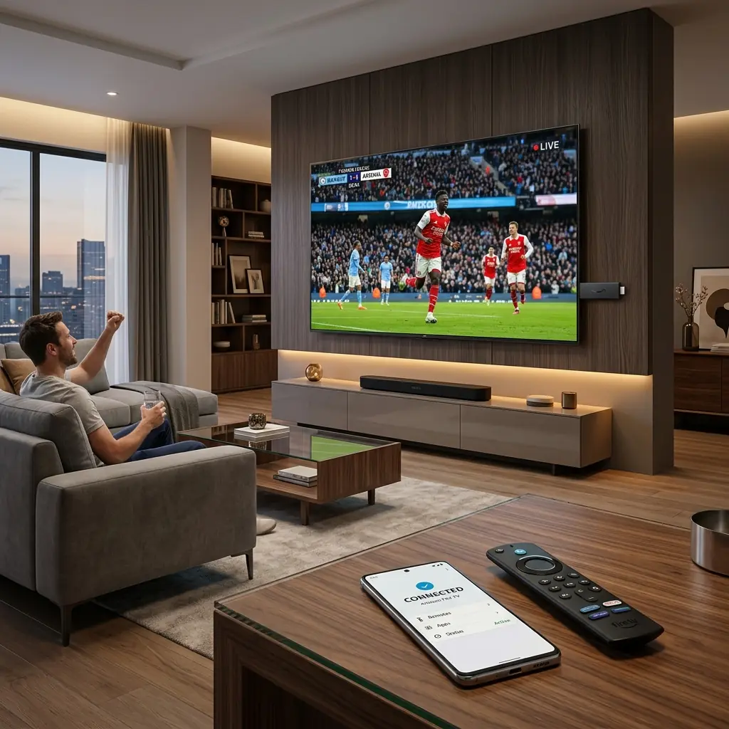 Amazon Firestick connected to TV for IPTV streaming